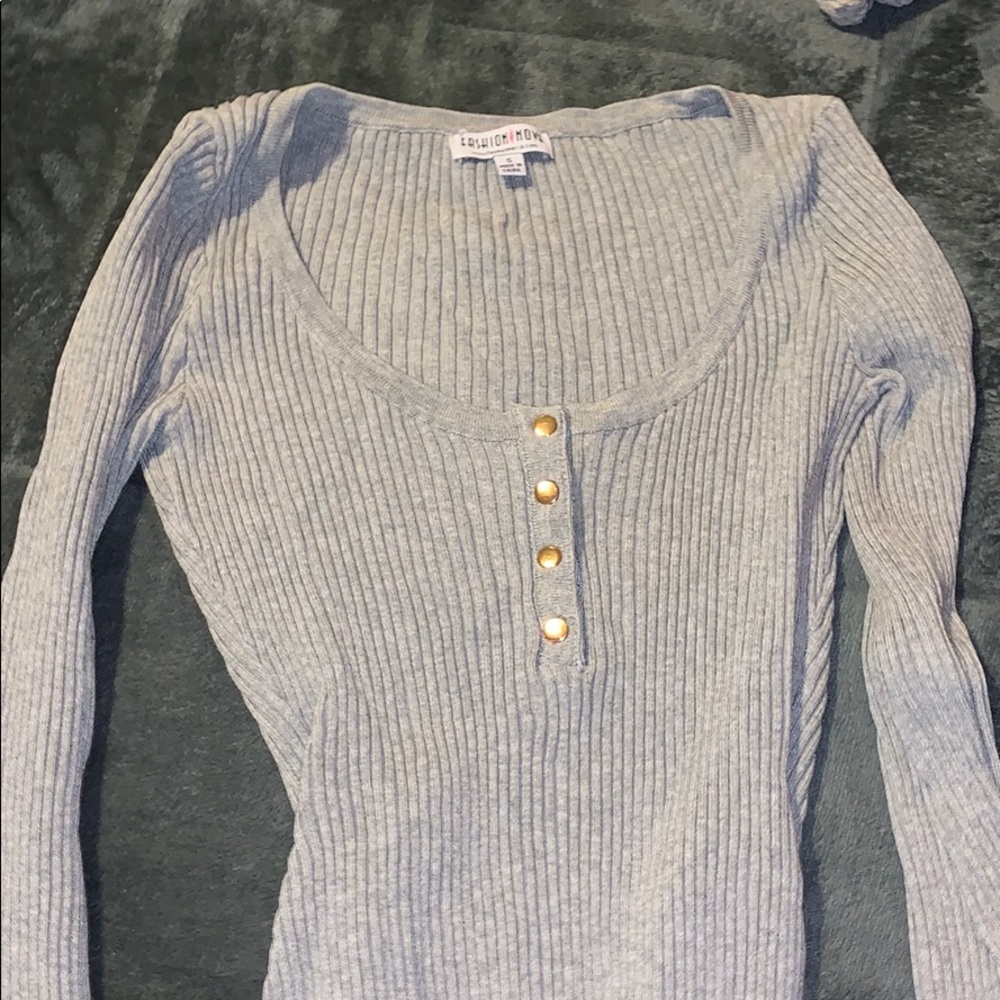 Gray ribbed bodysuit